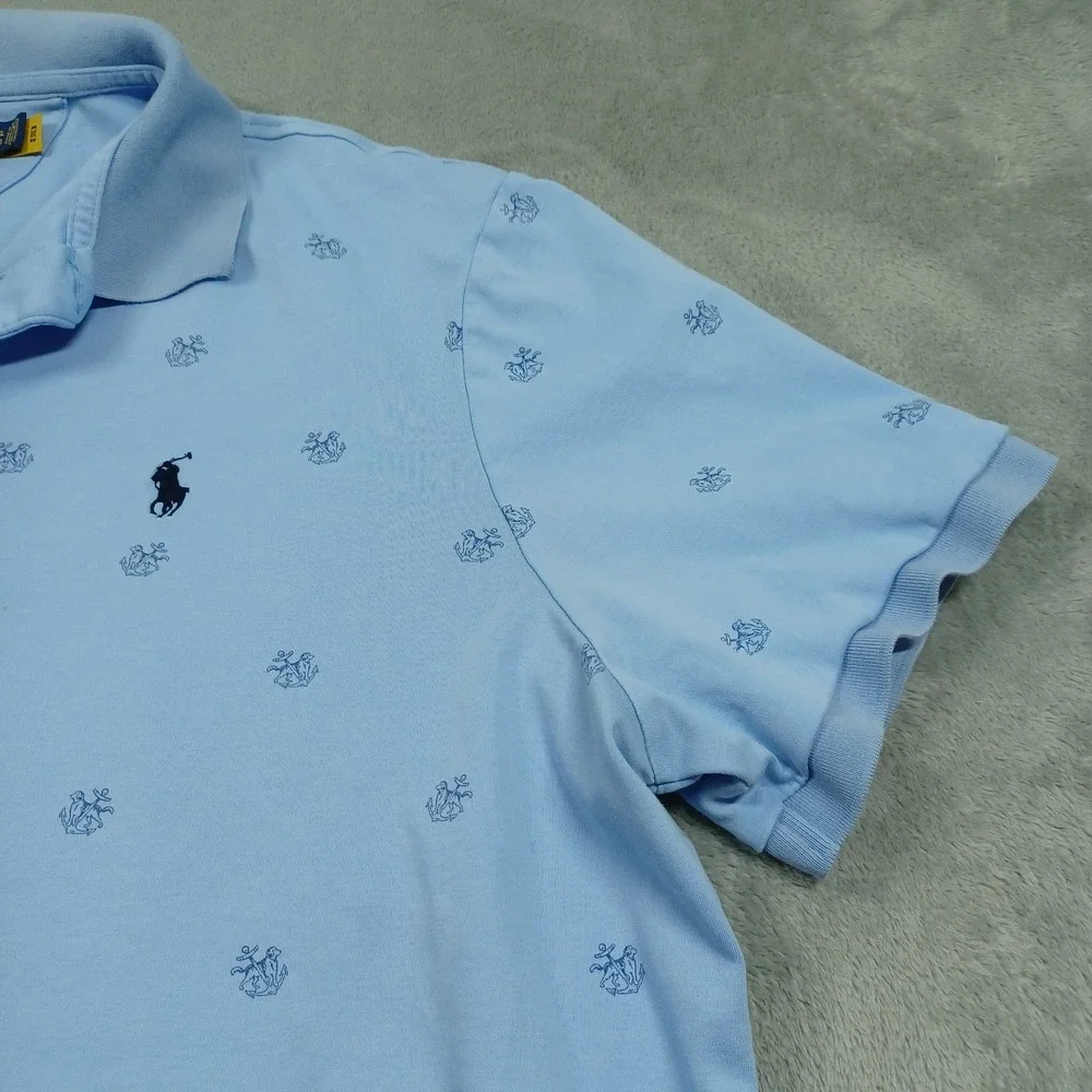 Polo Ralph Lauren Shirt Mens XXL Blue Anchor Sailing‎ All Over Print Classic Fit